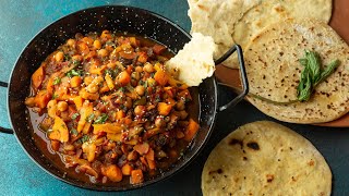 EASY VEGAN TAGINE RECIPE with SIMPLE HOMEMADE FLATBREAD [upl. by Rochkind]