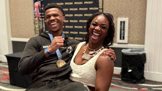 CLARESSA SHIELDS CELEBRATES OMARI JONES OLYMPIC MEDAL FELLOW OLYMPIANS BASK IN OLYMPIC SHINE [upl. by Ydnys]