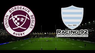 Bordeaux  Racing92 TOP14 3e Journée Saison 202425 [upl. by Llerryt]