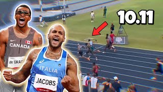 Andre De Grasse win the East Cost Relay in 101109defeating Marcell Jacobs and Trayvon Bromell [upl. by Verlie]