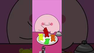 Kirby Animation Emoticon MUKBANG Haribo Gold Bear  Gummy Worm animation mukbang funny cartoon [upl. by Cassil]