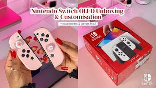 Nintendo Switch OLED Unboxing amp Customisation 🌸💘 [upl. by Laurice]