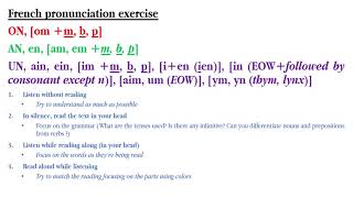 French 101  EXTRA Pronunciation Exercise 2 on vs en vs un [upl. by Orland562]