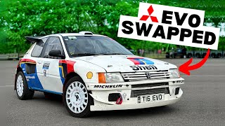 4x4 MITSUBISHI EVO SWAPPED PEUGEOT 205 [upl. by Tterag]