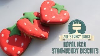 Royal icing strawberry biscuits How To Tutorial Zoes Fancy Cakes [upl. by Ned]