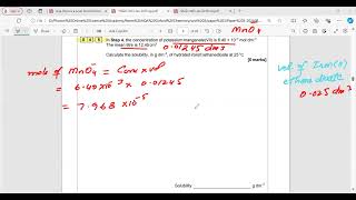 Calculate the solubility in g dm–3 of hydrated ironII ethanedioate at 25 °C AQAA Level Saad [upl. by Nahtnamas]