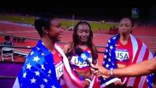 Carmelita Jeter hushes the critics with world record in 4x100 meter relay [upl. by Colin]