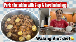 How to cook pork ribs adobo with 7up and hard boiled eggvlog 48novellacorpuzvlog [upl. by Ahsiled]