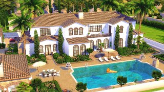 Mediterranean LUXURY Mansion 🌴  The Sims 4 Speed Build No CC [upl. by Smada]