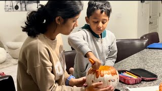 বাচ্চাদের school এ halloween কুমড়ো প্রোজেক্টমেহা বানালো লণ্ঠন আর রামা বানালো বাঁদর🐒 [upl. by Ednihek]