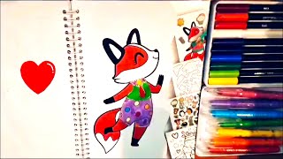 Coloreando adhesivos 6 🦊 art adhesive aesthetic coloring painting [upl. by Eila]