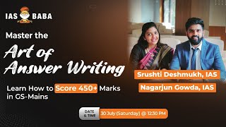 Master the Art of Answer Writing Session by Srushti Deshmukh IAS amp Nagarjun Gowda IAS [upl. by Gerc]