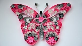 Quilling Pink Butterfly Tutorial [upl. by Lynda128]