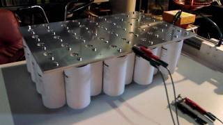 Capacitor bank 113kJ 350V discharge test  Featured on Hacked Gadgets [upl. by Romy760]