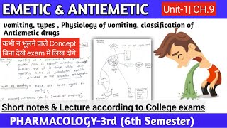 Emetics amp Antiemetics Drugs Physiology of Vomiting Classification  Ch8 Unit1 PharmacologyIII [upl. by Alikat]