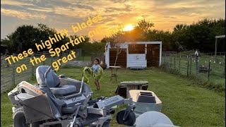 Spartan RZ  high lift blade change  tool talk amp mowing demo like comment and subscribe [upl. by Kinny]