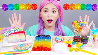 Rainbow Dessert Ice Cream Macarons Mukbang DONA [upl. by Feledy639]