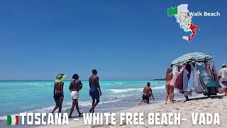 🇮🇹Vada Italy Beach Walk  Free White Beach Rosignano Tuscany [upl. by Haydon]