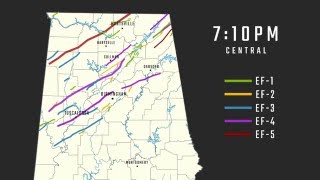 Tracking every tornado that passed through Alabama on April 27 2011 [upl. by Notsag]