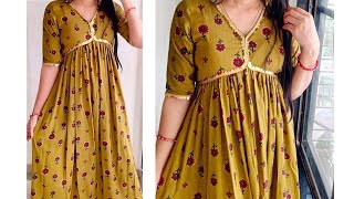 Readymade Style Designer Kurti cutting and stitching Easy  Naira Style Kurti cutting and stitching [upl. by Mira984]