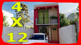 Casa de 4x12 DOS Plantas con 2 RECAMARAS Fachadas de Casas Modernas [upl. by Ayotnom]