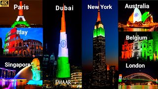 How World Celebrated Indias 77th Independence Day 2023  Tricolour Lighting On World Monuments [upl. by Noiroc]