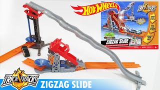 Hot Wheels TRICK TRACKS GAME ZIGZAG SLIDE playing hot wheels track review [upl. by Eanar343]