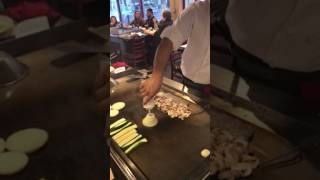 Hibachi chef tricks  volcano Onion at Sakura Restaurant [upl. by Doner59]