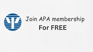 How to join APA membership for FREE [upl. by Oralee]