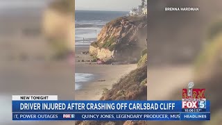 Driver hurt after crashing off Carlsbad cliff [upl. by Ecnarf428]