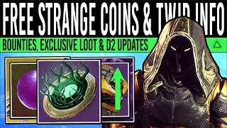 Destiny 2 FREE STRANGE COINS amp CHALLENGE UPDATE Future Fixes Exclusive Emblems Bounties amp Issues [upl. by Euphemiah500]