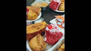 Red Velvet Cake Fried Momos and Samosa 🥰🥰 shorts redvelvet cake samosa momo snakes shortvideo [upl. by Ecirtap367]