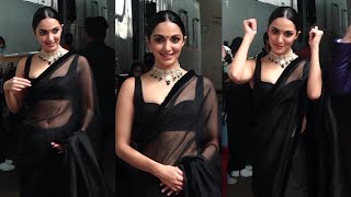 Kiara Advani Looks Stunning In Transparent Black Saree  Manastars [upl. by Alleynad]