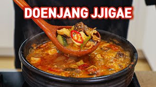 Making The Ultimate Korean Comfort Food Doenjang Jjigae Soybean Paste Stew With Beef Brisket [upl. by Carothers]