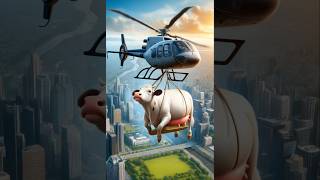 Pregnant cow rescued with air support cow cowlover animals shortsfeed pregnant rescue ai [upl. by Adnauqahs]