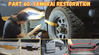 Suzuki Samurai Restoration Part 60 Wrap Rocker Panel Restore Fuel Jug Upgrade Bow Tie SJ410 SJ413 [upl. by Nomolos]