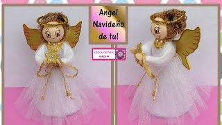 ♥♥DECORACIONES NAVIDEÑAS♥♥Ángel fofucha de tul♥♥CREACIONES mágicas♥♥ [upl. by Gresham23]