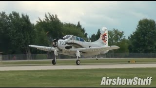 AD5 Skyraider Go Around and Landing  EAA AirVenture Oshkosh 2014 [upl. by Walls]