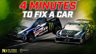 4 MINUTES to Fix Solbergs Car  🚩Red Flag Crash 🚩  FIA World Rallycross [upl. by Anwahsed]