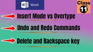 chapter 8  word processing  insert mode vs overtype mode  Undo and Redo commands [upl. by Nilkcaj]