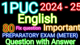 1st PUC English midterm exam important questions 2024 [upl. by Emylee]