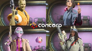 Concord  ALL Characters Select Animations amp Voices [upl. by Ybhsa]