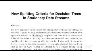 New Splitting Criteria for Decision Trees in Stationary Data Streams [upl. by Jordan988]