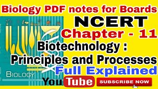 NCERT Ch11 Biotechnology principles and Processes Notes class 12 Biology NCERT BOARDS amp NEET [upl. by Theo]