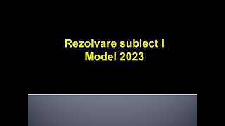 Rezolvare subiect Imodel 2023 [upl. by Reinhardt]