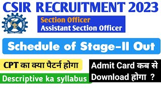 csir aso admit card 2024  csir so cpt syllabus  aso descriptive exam pattern  sectional officer [upl. by Acir]