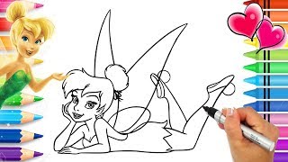 Tinkerbell Disney Fairies Coloring Page with Glitter  Disneys Peter Pan Coloring Book [upl. by Sharma387]