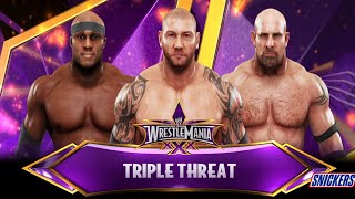 WWE 2K19 Triple Threat  Batista vs Goldberg vs Bobby Lashley [upl. by Haleelahk222]