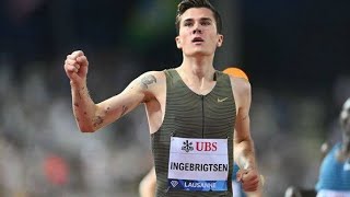 Jakob Ingebrigtsen wins Mens 3000m at Wanda Diamond League 2024 in Silesia [upl. by Carlita]