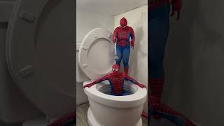 Spider Woman Plunging Spiderman in Giant Toilet shorts [upl. by Pearle539]